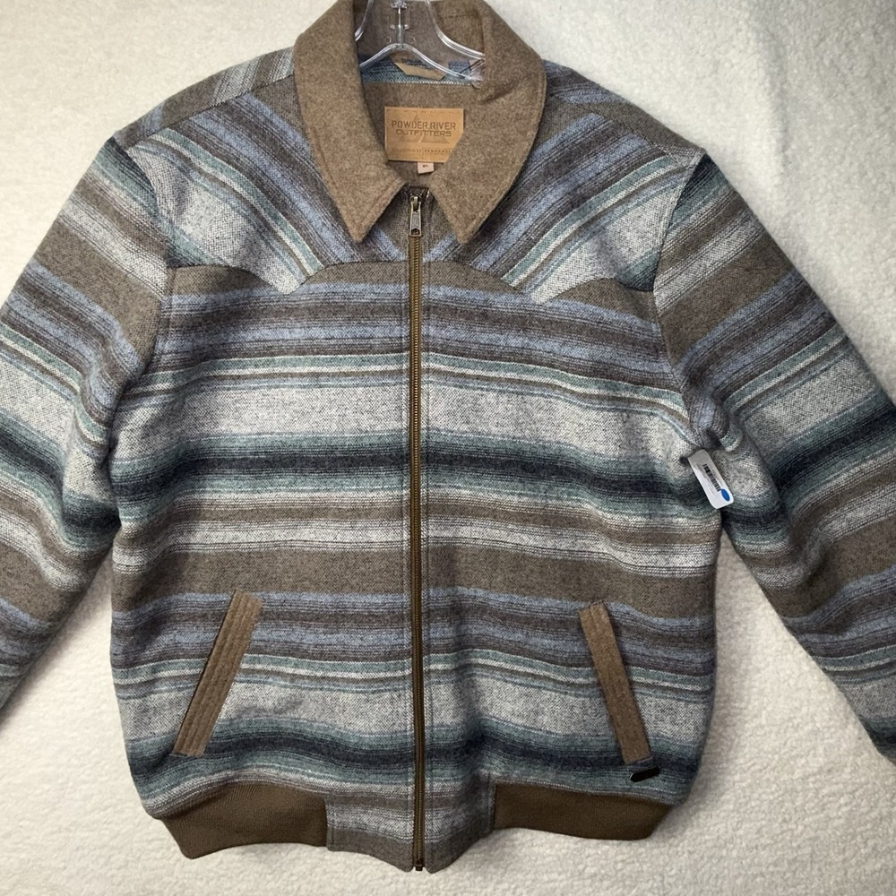 Powder River By Panhandle Serape Wool blend Bomber Jacket Size XL Pockets Cowboy